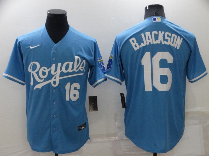 Men's Kansas City Royals #16 Bo Jackson Blue Baseball Jersey